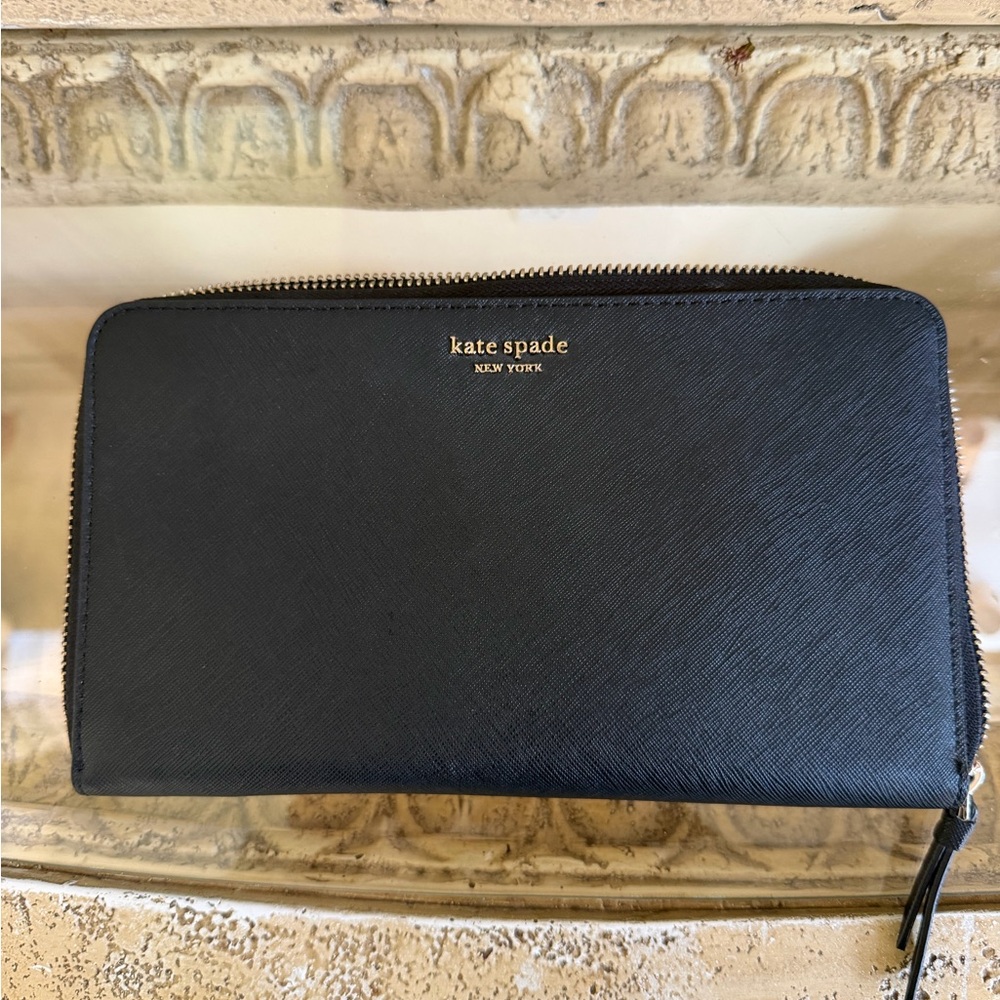 Kate Spade Midnight Black Zip-Around Wallet